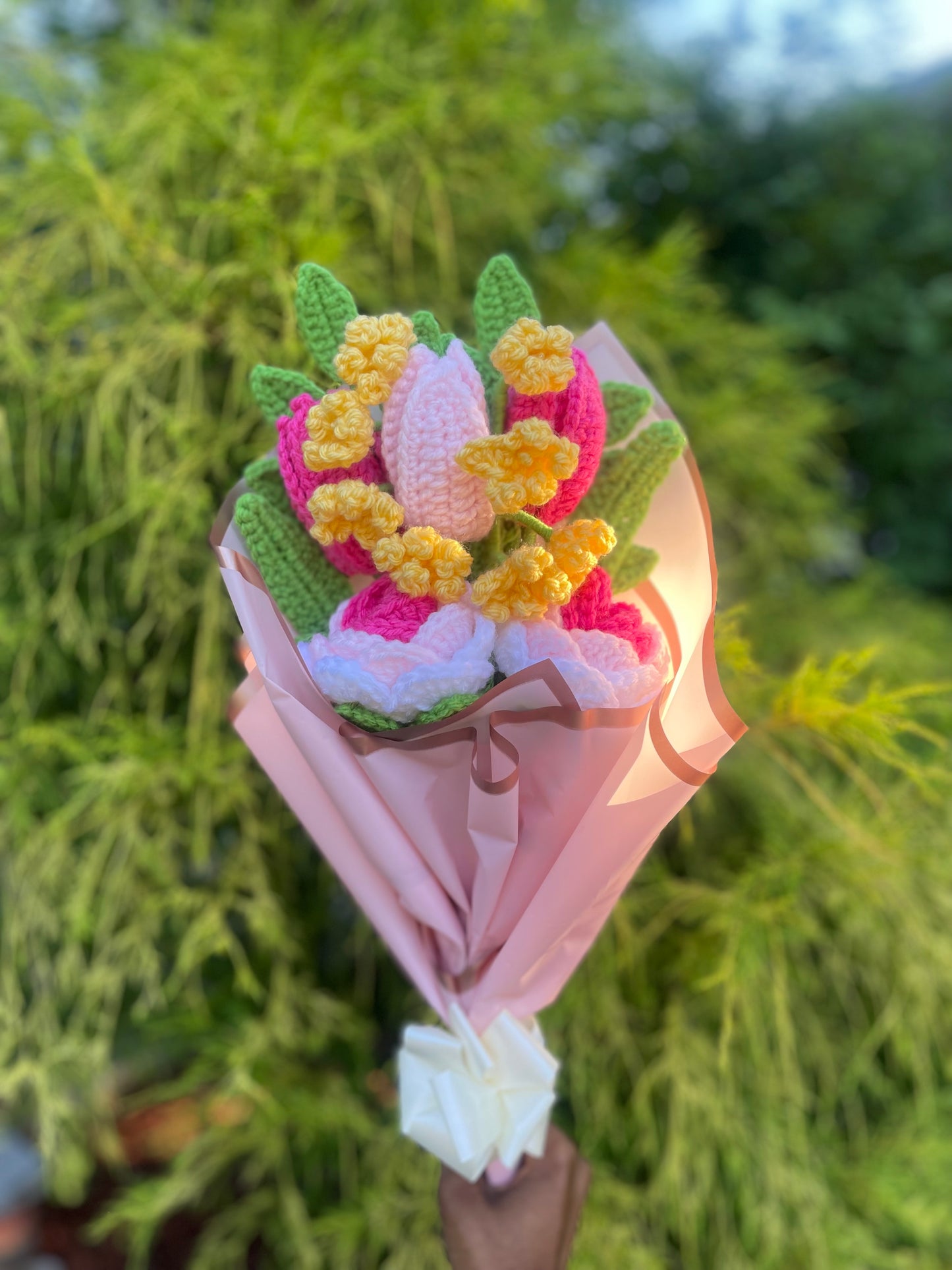 Chunky Rose, Tulip, and Alyssum Bouquet
